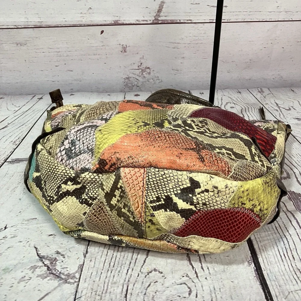 Tambourine by Dawn Patchwork Snakeskin Print Hobo Faux‎ Leather Shoulder Bag